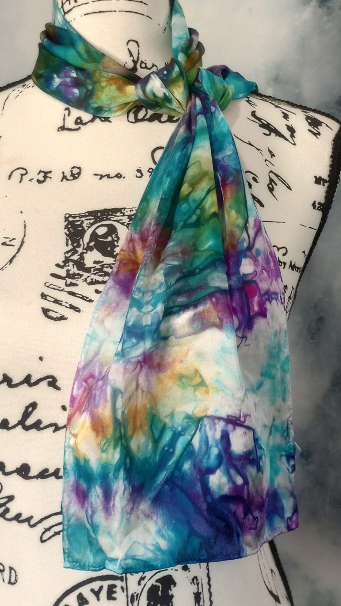 TELEMACHUS Hand-Dyed Silk Satin Scarf - 8 x 54 inches