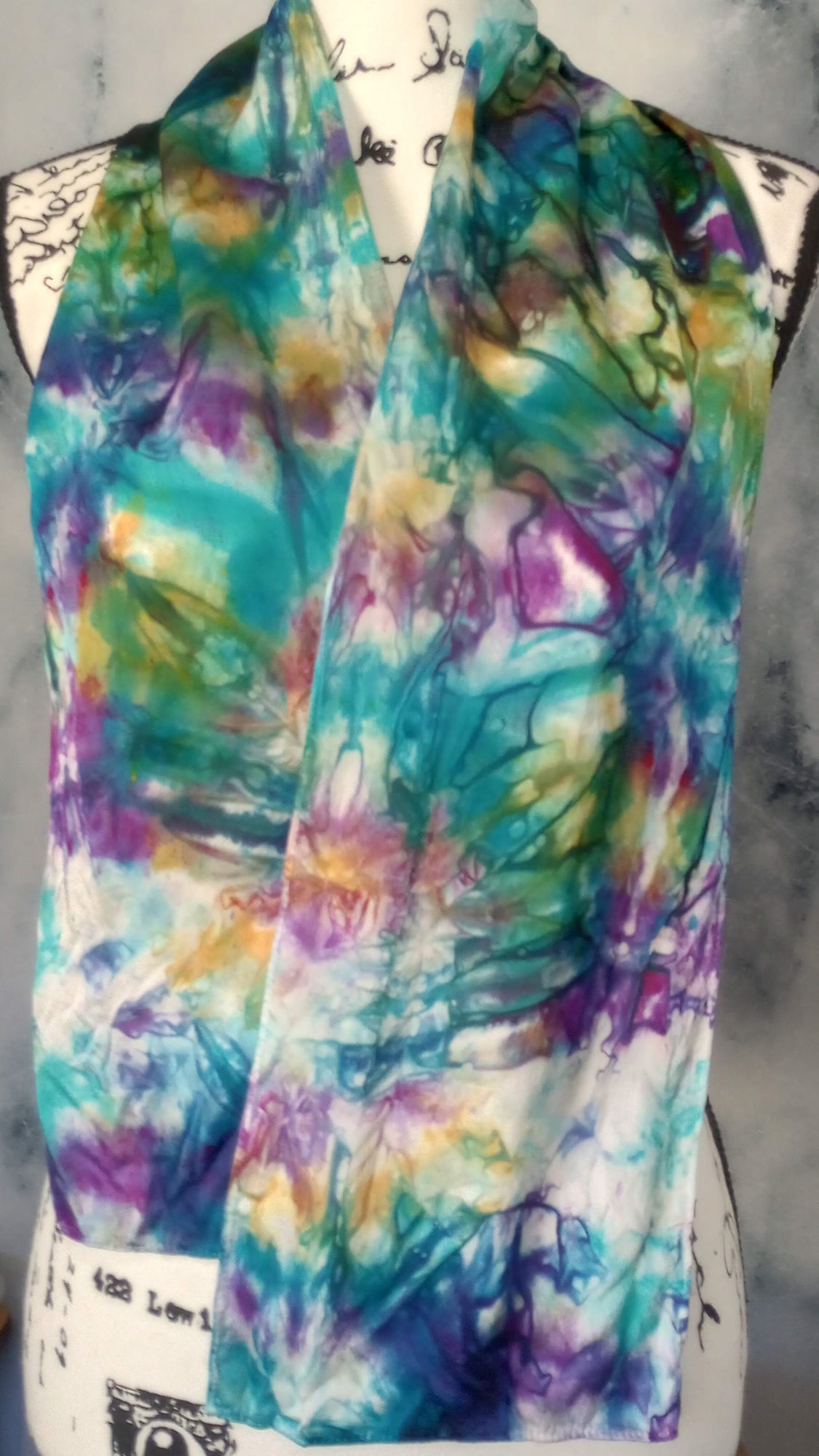 TELEMACHUS Hand-Dyed Silk Satin Scarf - 8 x 54 inches