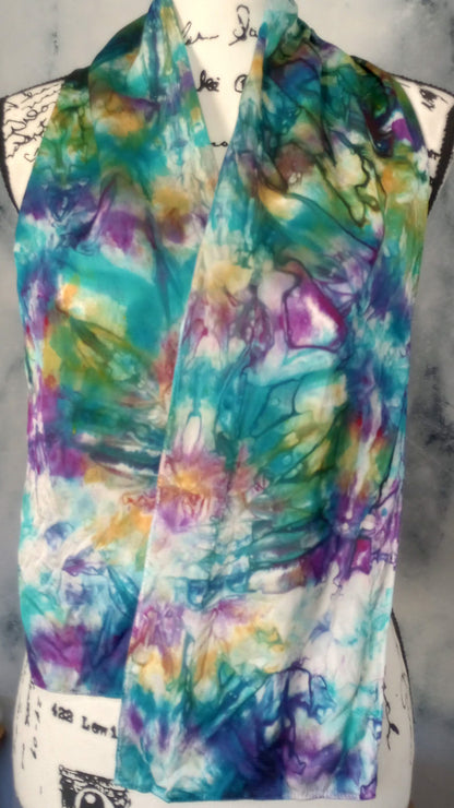 TELEMACHUS Hand-Dyed Silk Satin Scarf - 8 x 54 inches