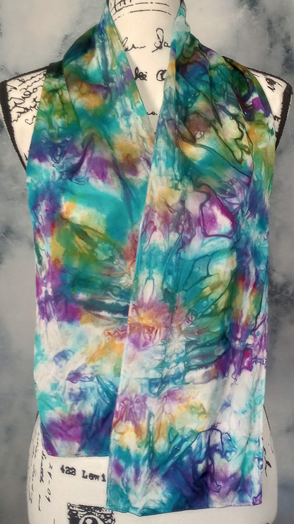 TELEMACHUS Hand-Dyed Silk Satin Scarf - 8 x 54 inches