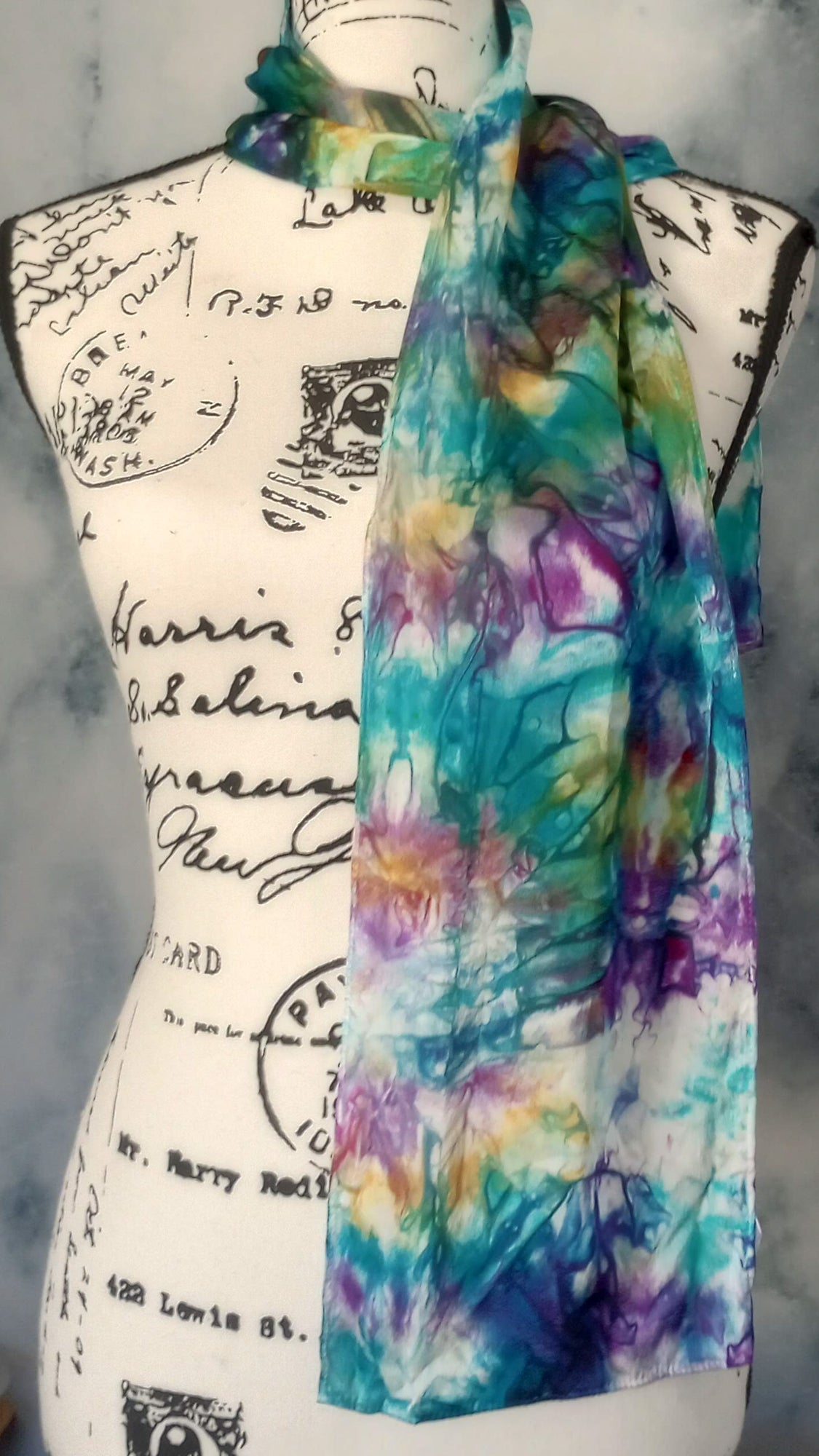 TELEMACHUS Hand-Dyed Silk Satin Scarf - 8 x 54 inches