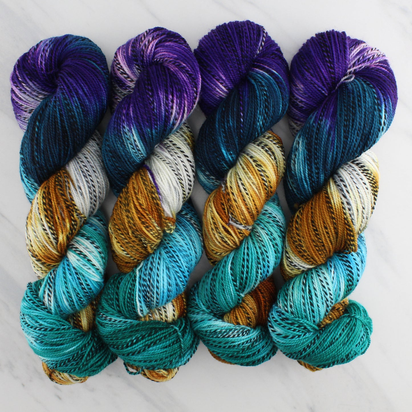 Odyssey Collection - TELEMACHUS Hand-Dyed on Stained Glass Fingering  - Block Variegated Colorway