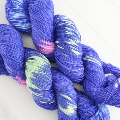 TEXAS BLUEBONNET Hand Dyed on Feather Fingering - Ikat Yarn