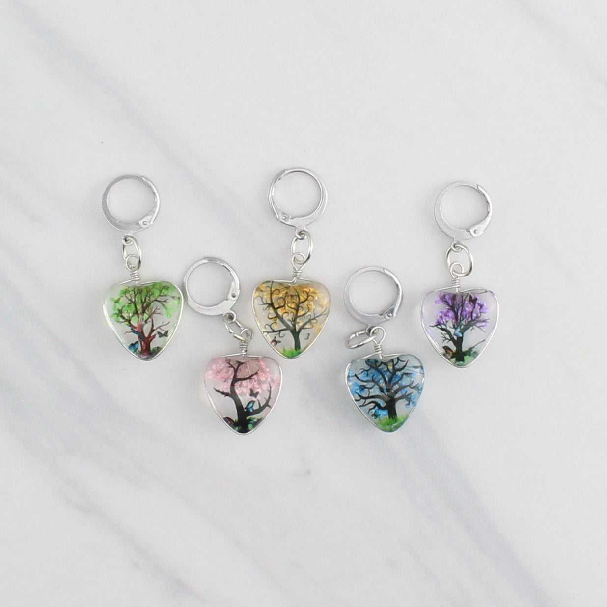 FLOWERING TREES STITCH MARKER SETS FOR KNITTING AND CROCHET