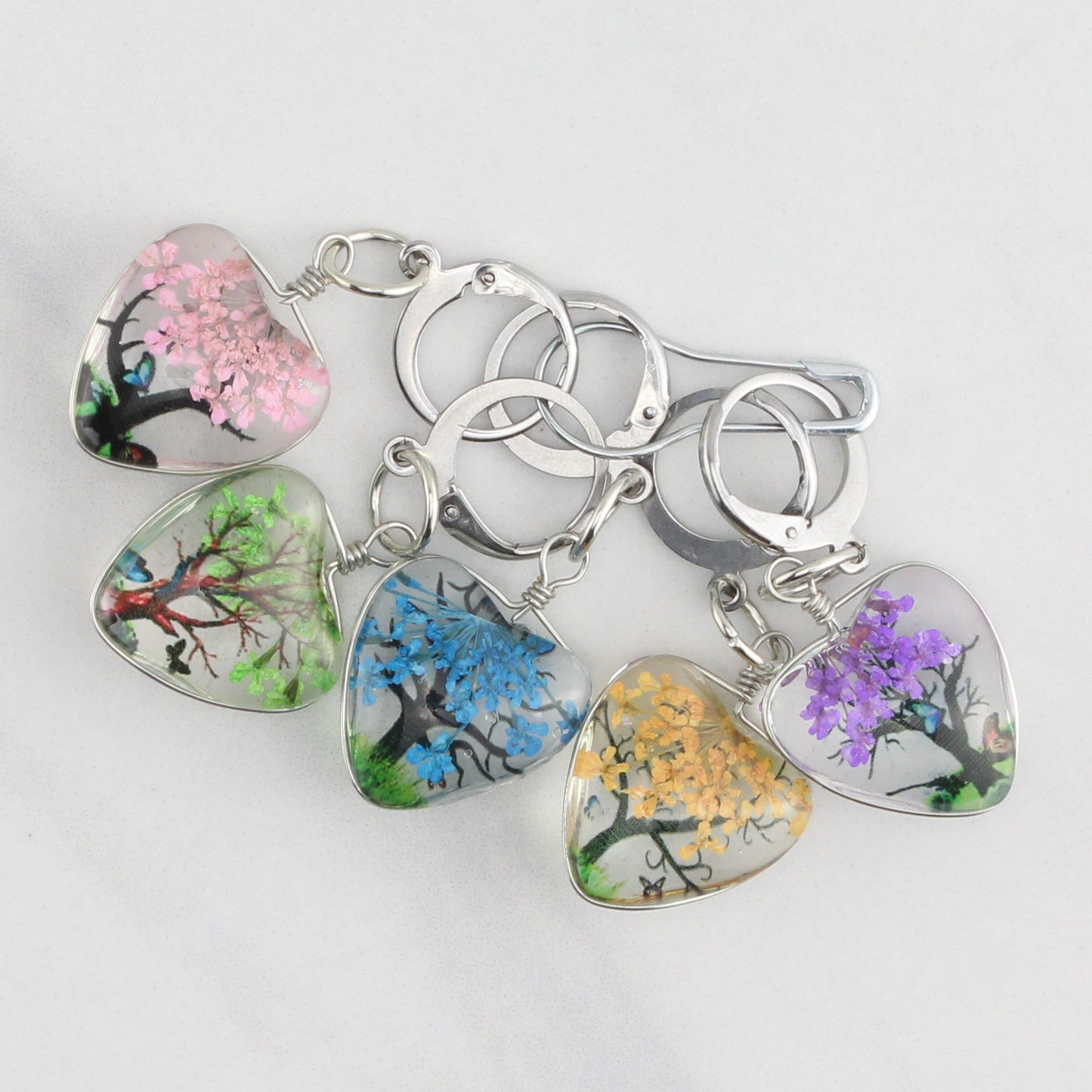 FLOWERING TREES STITCH MARKER SETS FOR KNITTING AND CROCHET