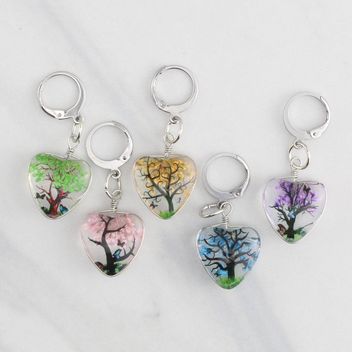 FLOWERING TREES STITCH MARKER SETS FOR KNITTING AND CROCHET