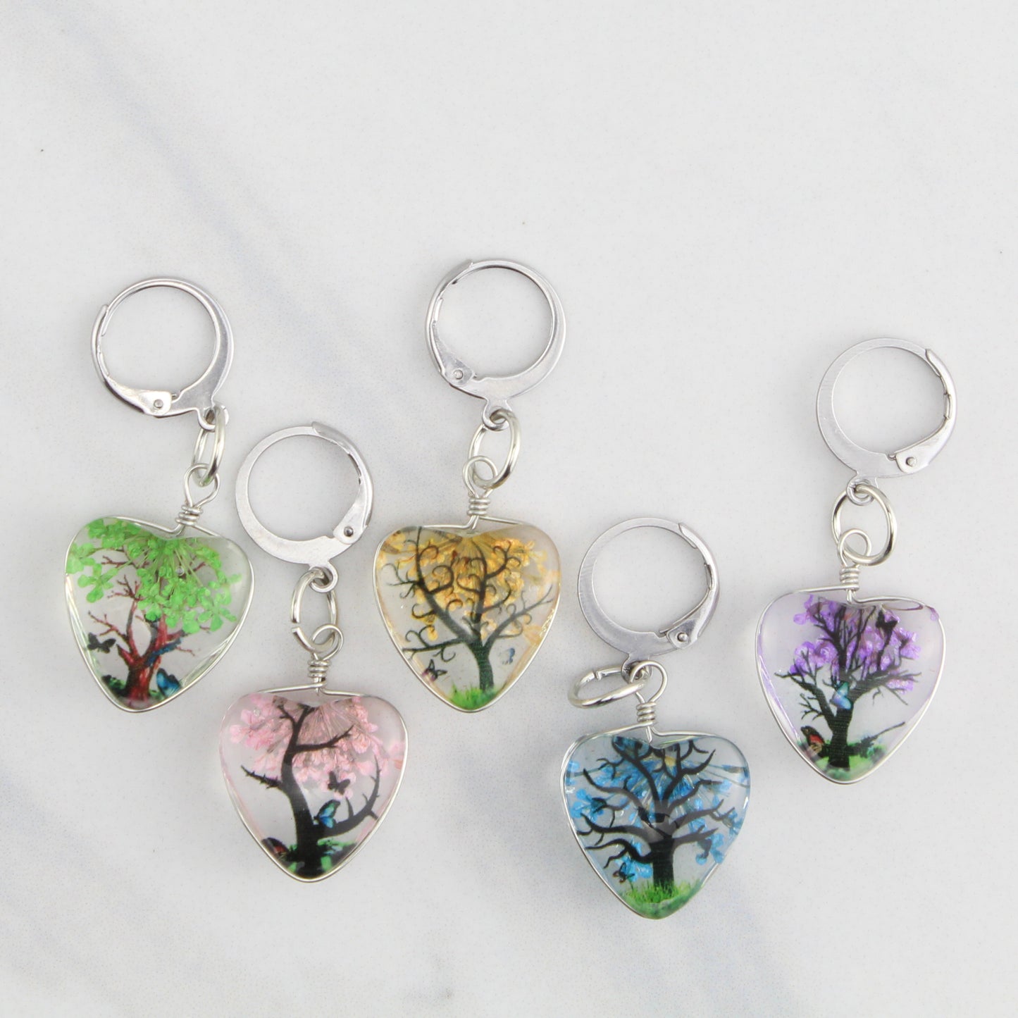 FLOWERING TREES STITCH MARKER SETS FOR KNITTING AND CROCHET