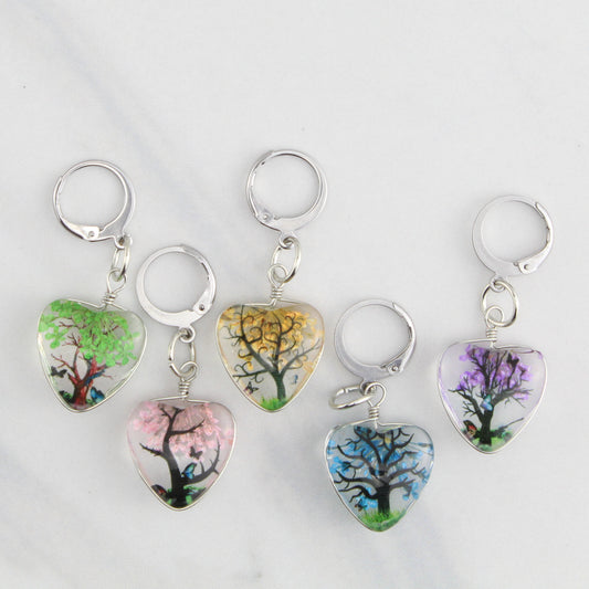 FLOWERING TREES STITCH MARKER SETS FOR KNITTING AND CROCHET
