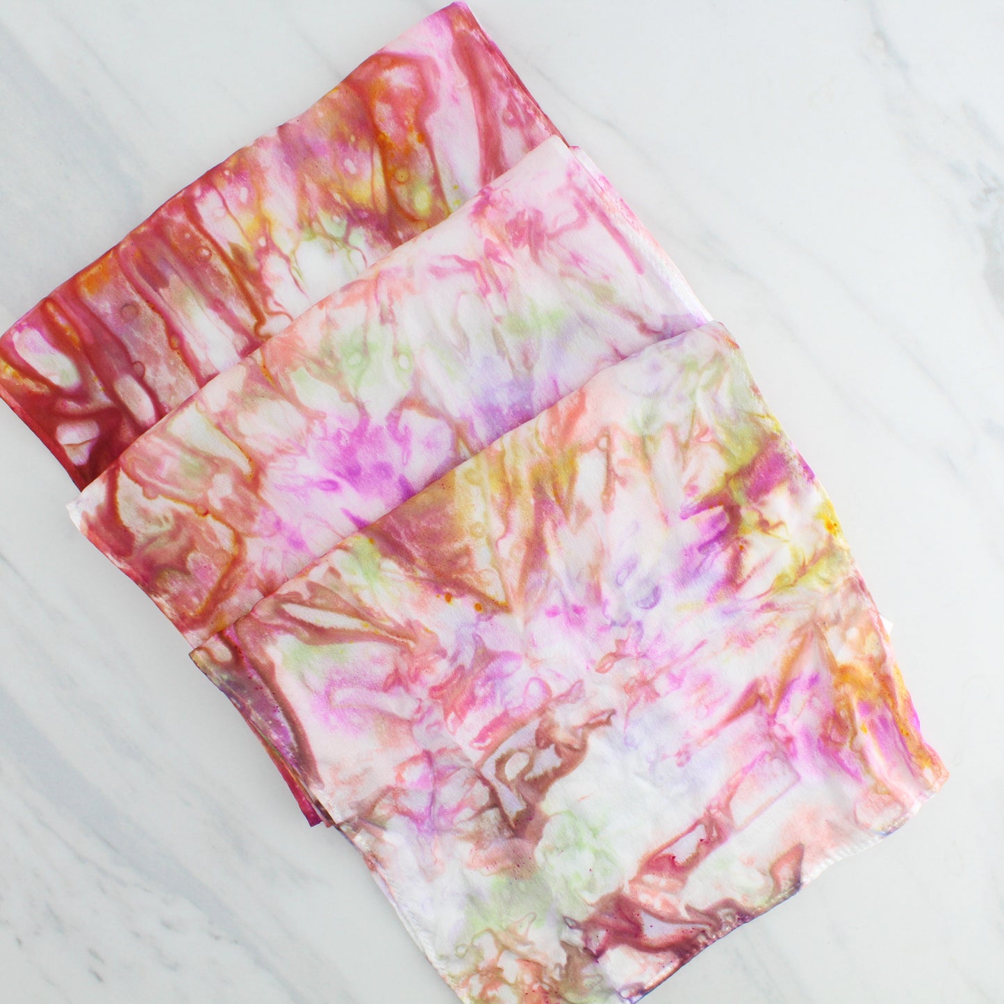 TULIPS Hand-Dyed Silk Satin Scarf - 8 x 54 inches