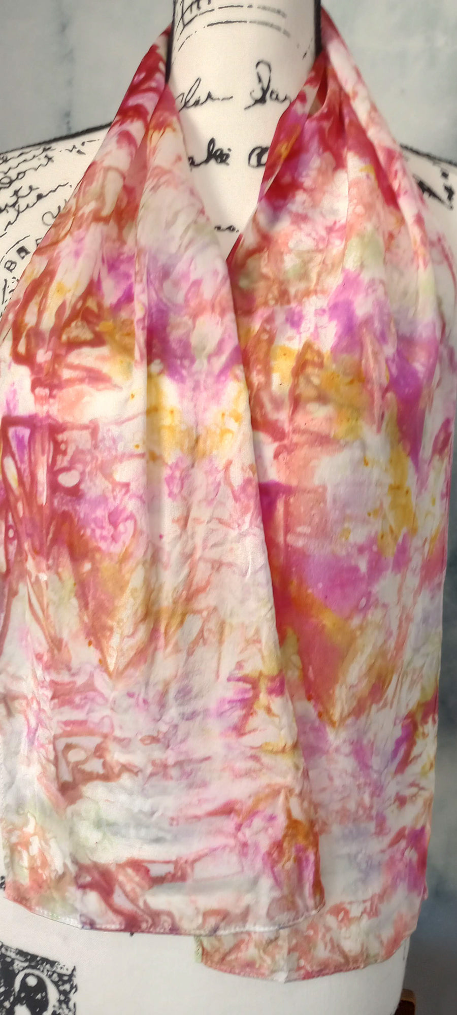 TULIPS Hand-Dyed Silk Satin Scarf - 8 x 54 inches