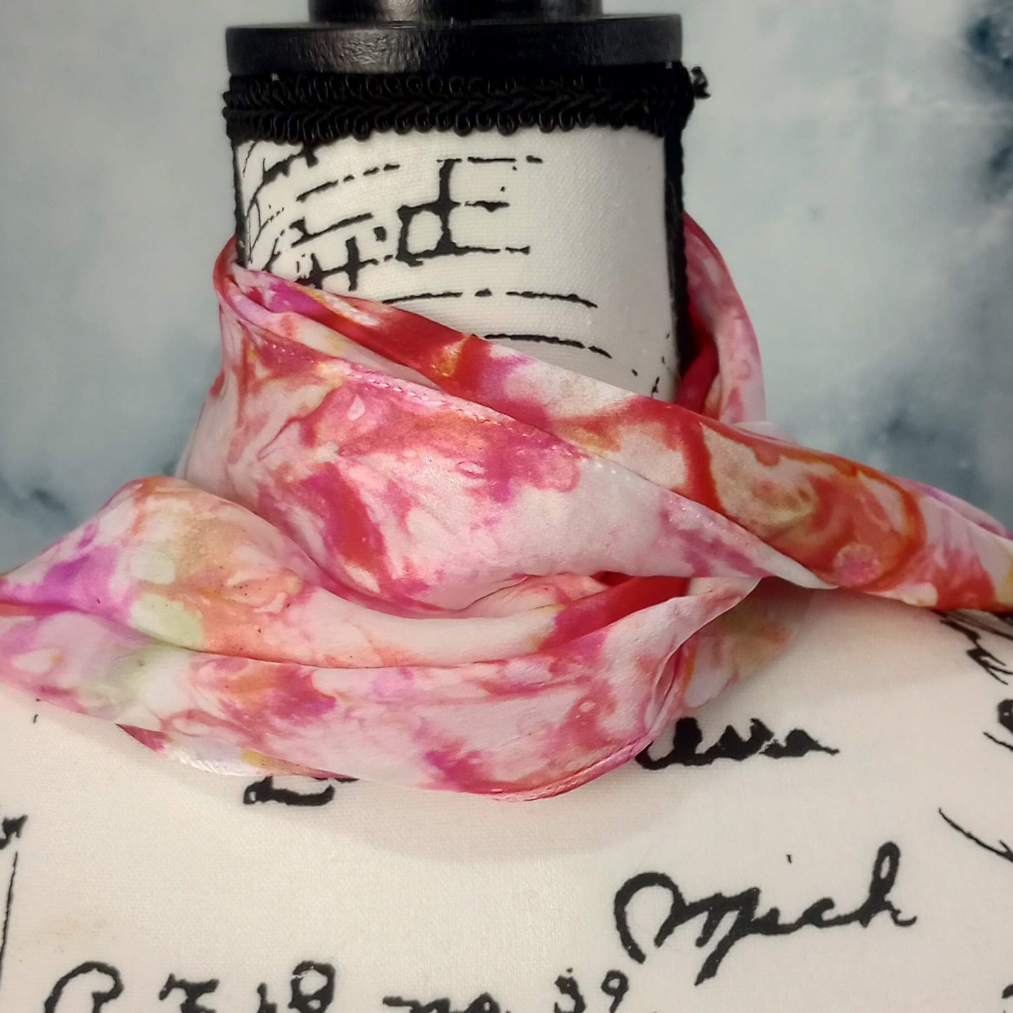 TULIPS Hand-Dyed Silk Satin Scarf - 8 x 54 inches