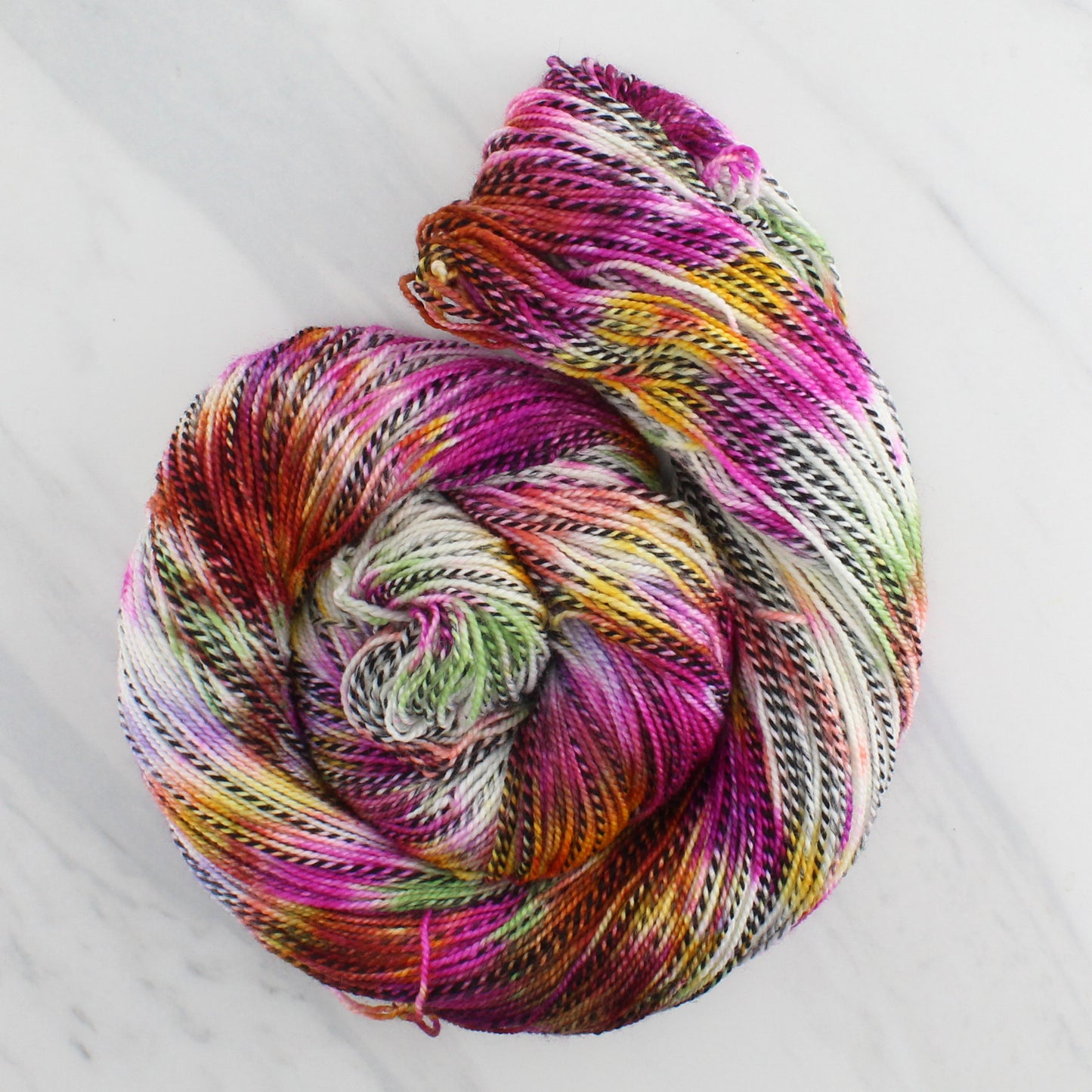 TULIPS Hand Dyed on Stained Glass Fingering - Splashed & Speckled Colorway