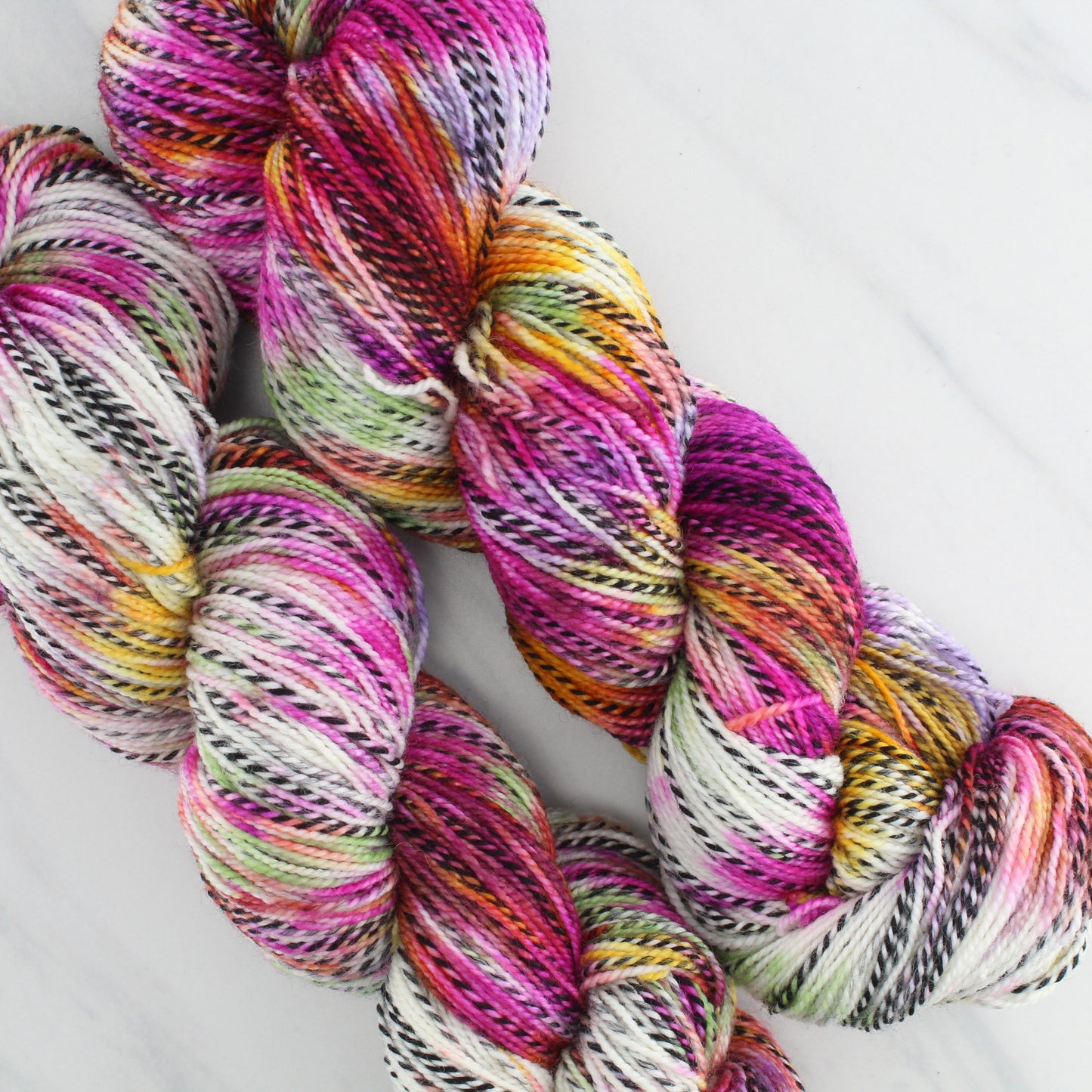 TULIPS Hand Dyed on Stained Glass Fingering - Splashed & Speckled Colorway