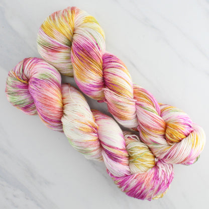 TULIPS Hand Dyed on So Silky Fingering - Splashed and Speckled Colorway