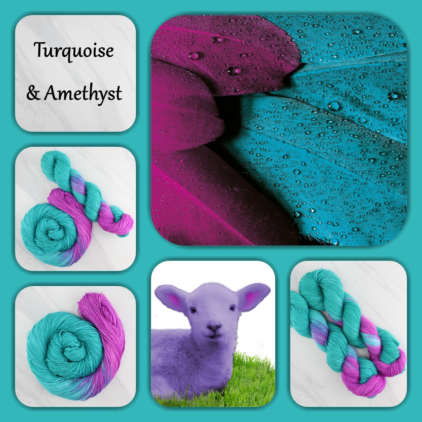TURQUOISE AND AMETHYST - Yarn Dyed to Order - Assigned Pooling Colorway