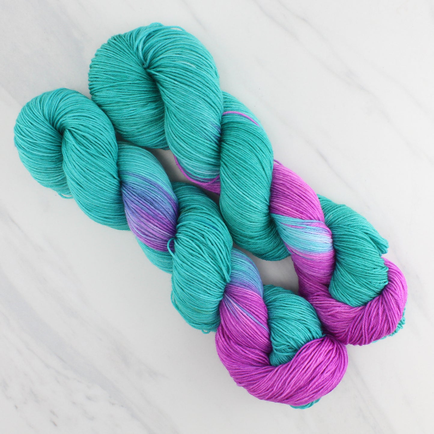 TURQUOISE AND AMETHYST - Yarn Dyed to Order - Assigned Pooling Colorway
