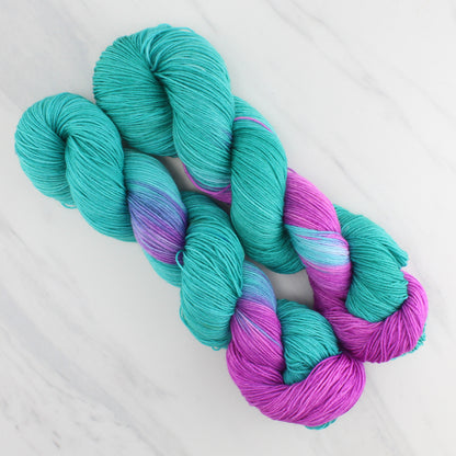 TURQUOISE AND AMETHYST - Yarn Dyed to Order - Assigned Pooling Colorway