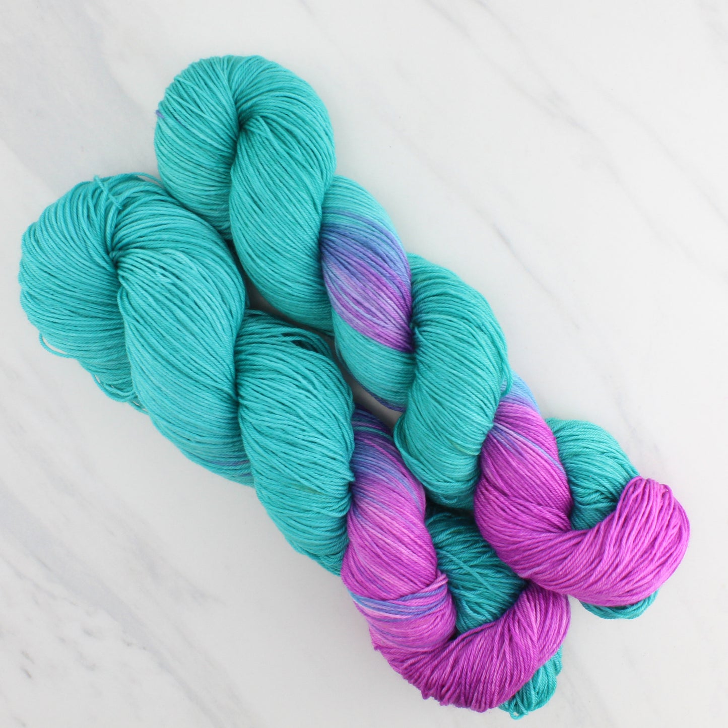 TURQUOISE AND AMETHYST - Yarn Dyed to Order - Assigned Pooling Colorway