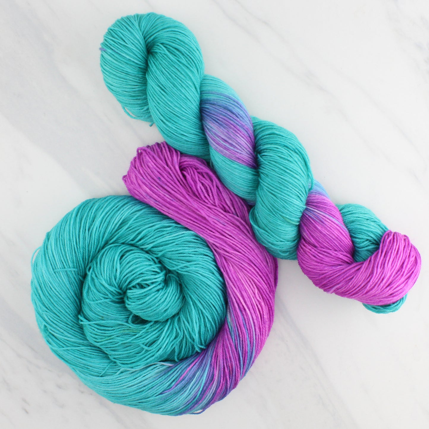 TURQUOISE AND AMETHYST - Yarn Dyed to Order - Assigned Pooling Colorway