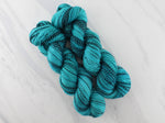 TURQUOISE Hand-Dyed Yarn on Stained Glass Sock