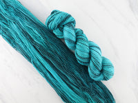 TURQUOISE Hand-Dyed Yarn on Stained Glass Sock
