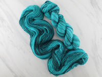 TURQUOISE Hand-Dyed Yarn on Stained Glass Sock