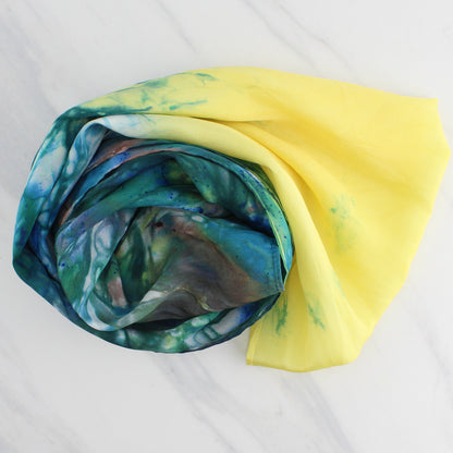 VAN GOGH'S STARRY NIGHT Hand-Dyed Silk Crepe Scarf - 11 x 60 inches