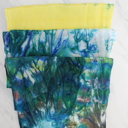 VAN GOGH'S STARRY NIGHT Hand-Dyed Silk Crepe Scarf - 11 x 60 inches