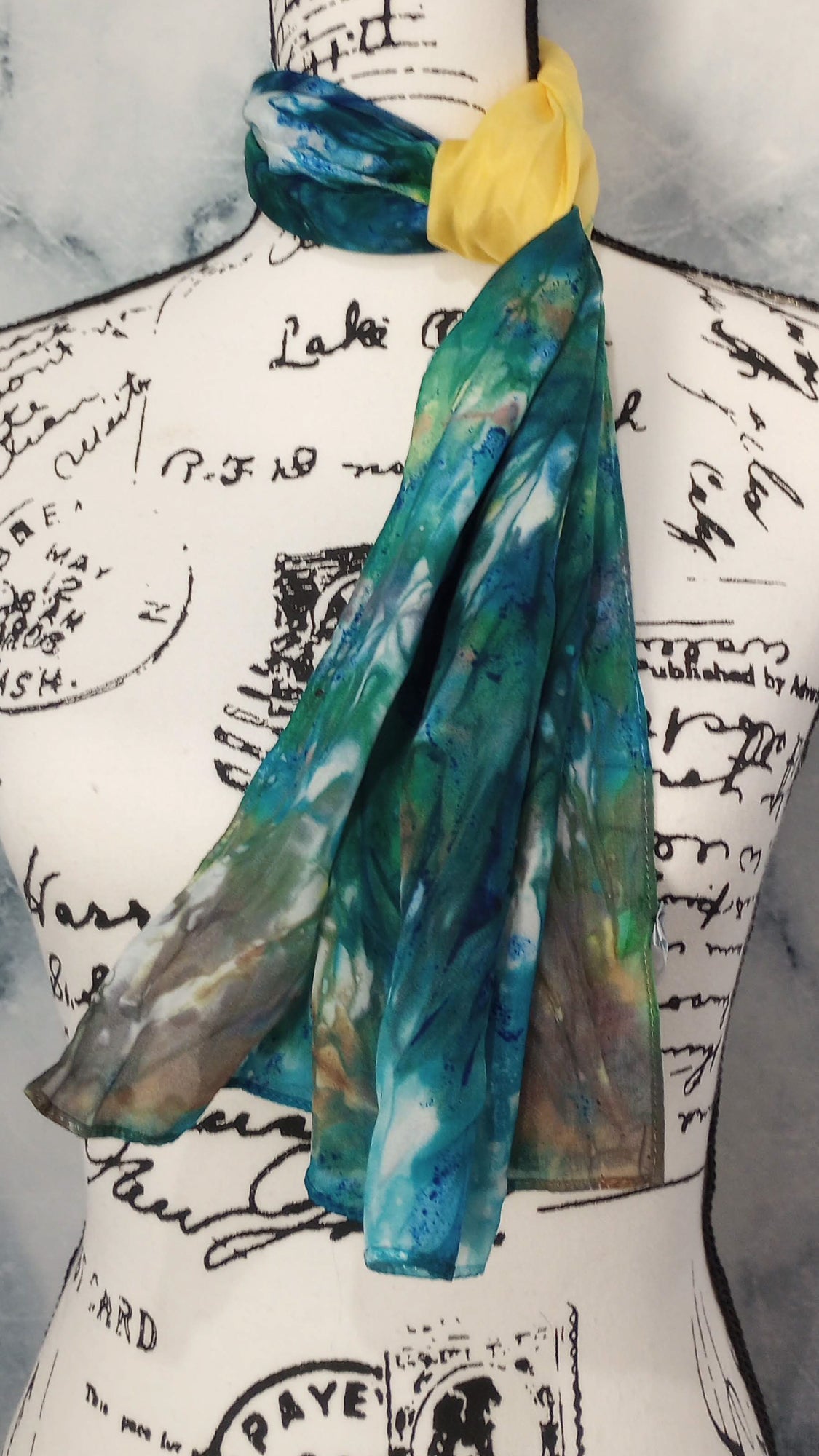 VAN GOGH'S STARRY NIGHT Hand-Dyed Silk Crepe Scarf - 11 x 60 inches