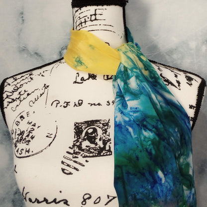 VAN GOGH'S STARRY NIGHT Hand-Dyed Silk Crepe Scarf - 11 x 60 inches