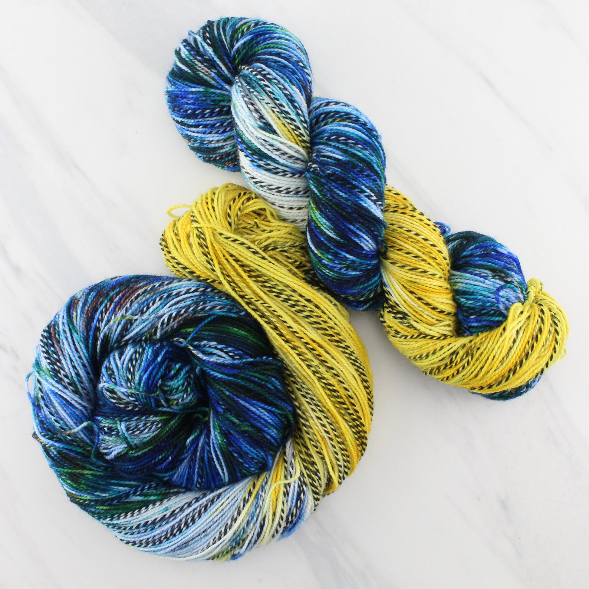 VAN GOGH'S STARRY NIGHT on Stained Glass Sock - Assigned Pooling Yarn - Purple Lamb