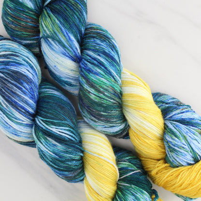 VAN GOGH'S STARRY NIGHT Hand Dyed on So Silky Fingering - Assigned Pooling Colorway