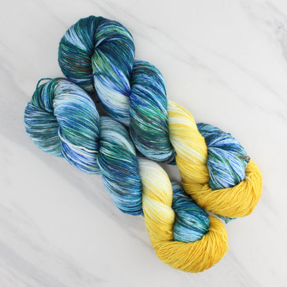 VAN GOGH'S STARRY NIGHT Hand Dyed on So Silky Fingering - Assigned Pooling Colorway