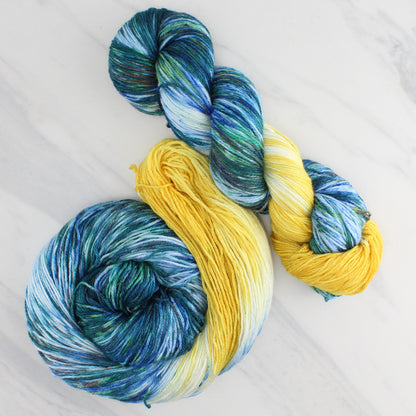 VAN GOGH'S STARRY NIGHT Hand Dyed on So Silky Fingering - Assigned Pooling Colorway