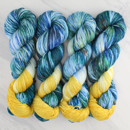 VAN GOGH'S STARRY NIGHT Hand Dyed on So Silky Fingering - Assigned Pooling Colorway