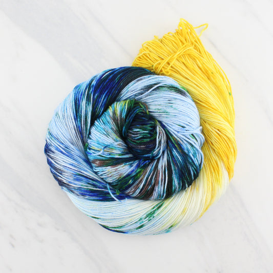 VAN GOGH'S STARRY NIGHT on Sock Perfection - Assigned Pooling Yarn - Purple Lamb