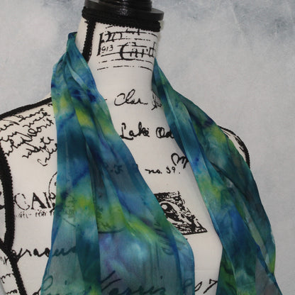 VISIT TO LYME Hand-Dyed Silk Chiffon Scarf - 11 x 60 inches - Purple Lamb