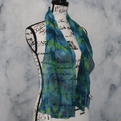 VISIT TO LYME Hand-Dyed Silk Chiffon Scarf - 11 x 60 inches - Purple Lamb