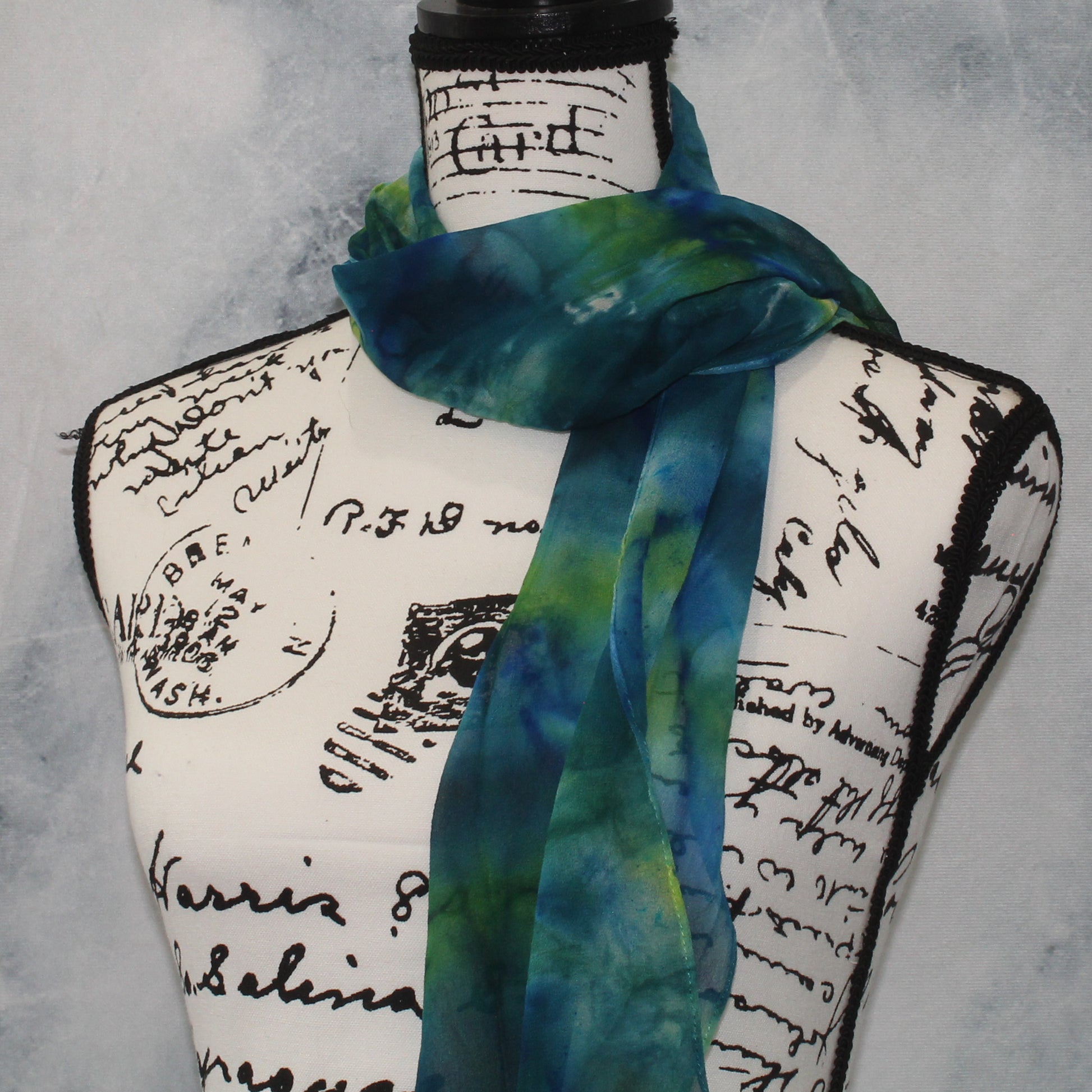 VISIT TO LYME Hand-Dyed Silk Chiffon Scarf - 11 x 60 inches - Purple Lamb