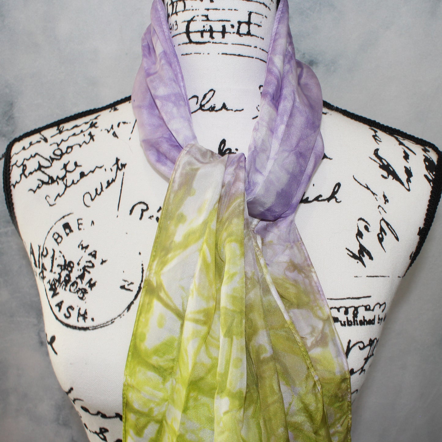 WISTERIA Hand-Dyed Silk Scarf - 11 x 60 inches - Purple Lamb