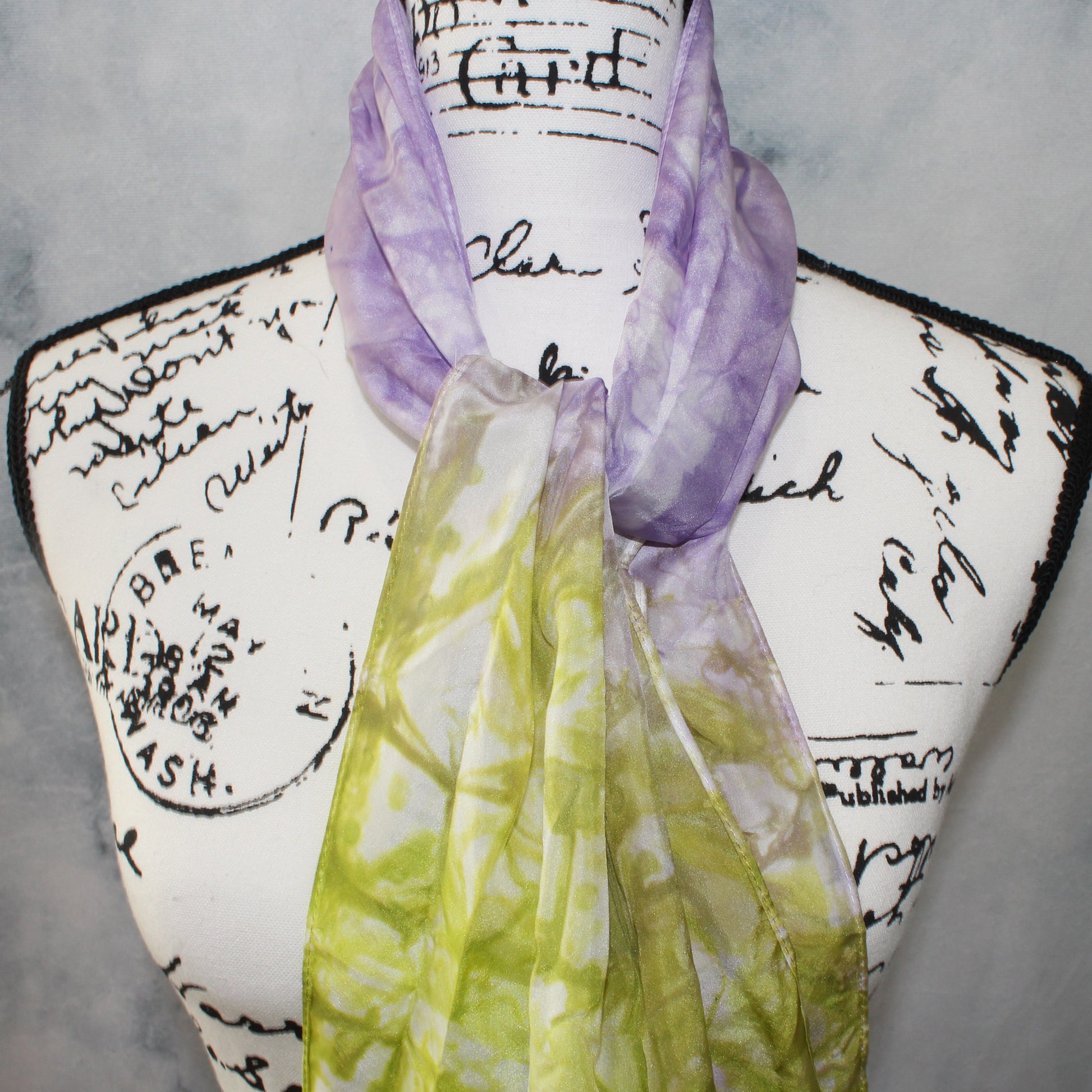 WISTERIA Hand-Dyed Silk Scarf - 11 x 60 inches - Purple Lamb