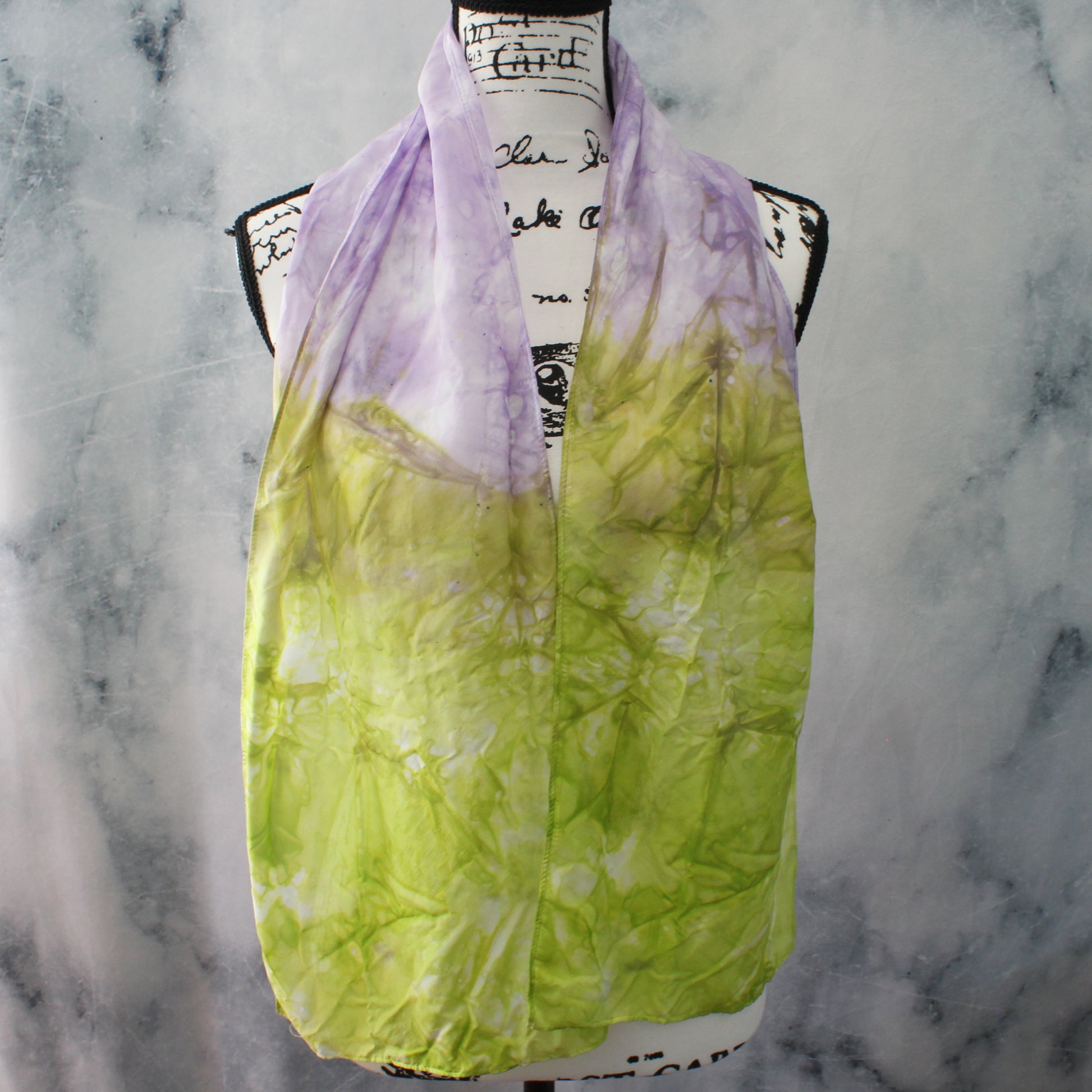 WISTERIA Hand-Dyed Silk Scarf - 11 x 60 inches - Purple Lamb