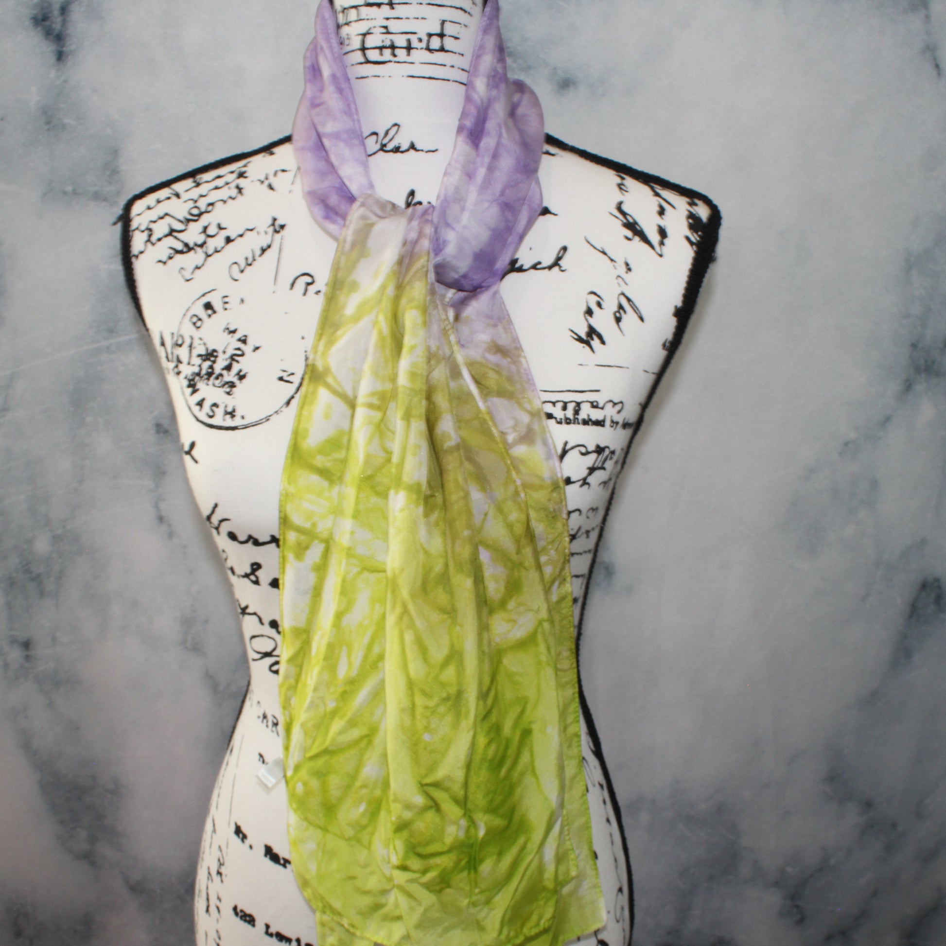 WISTERIA Hand-Dyed Silk Scarf - 11 x 60 inches - Purple Lamb