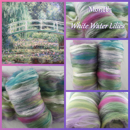 MONET'S WHITE WATER LILIES Art Batts to Spin and Felt