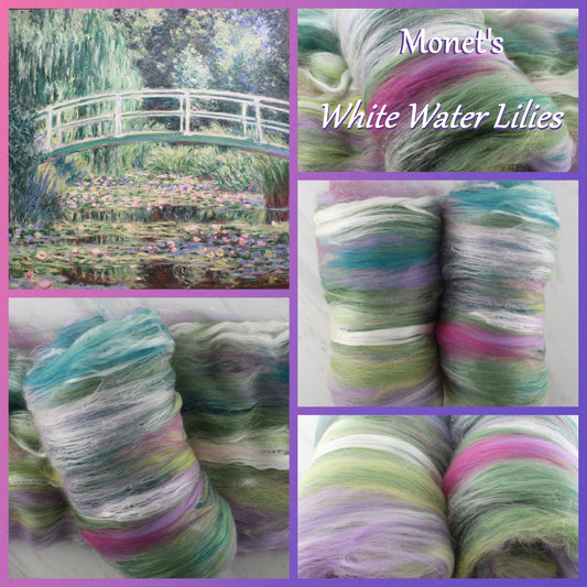MONET'S WHITE WATER LILIES Art Batts to Spin and Felt