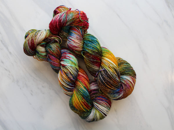 AFREMOV'S FAREWELL TO ANGER Hand-Dyed Yarn on Sparkly Merino Sock - Purple Lamb