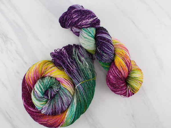 BOUQUET Handdyed on Sparkly Merino Sock Yarn - Purple Lamb