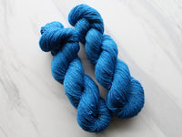 BRILLIANT BLUE on Sparkly Merino Sock-Weight Yarn - Purple Lamb