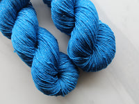 BRILLIANT BLUE on Sparkly Merino Sock-Weight Yarn - Purple Lamb