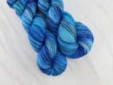 Butterfly Collection - BLUE MORPHO BUTTERFLY Hand-Dyed Yarn on Stained Glass Sock - Purple Lamb
